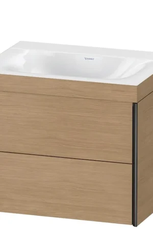 Buy Direct Duravit Xviu 24" x 20" x 19" Two Drawer C-Bonded Wall-Mount Vanity Kit Without Tap Hole, European Oak (XV4614NB252C)