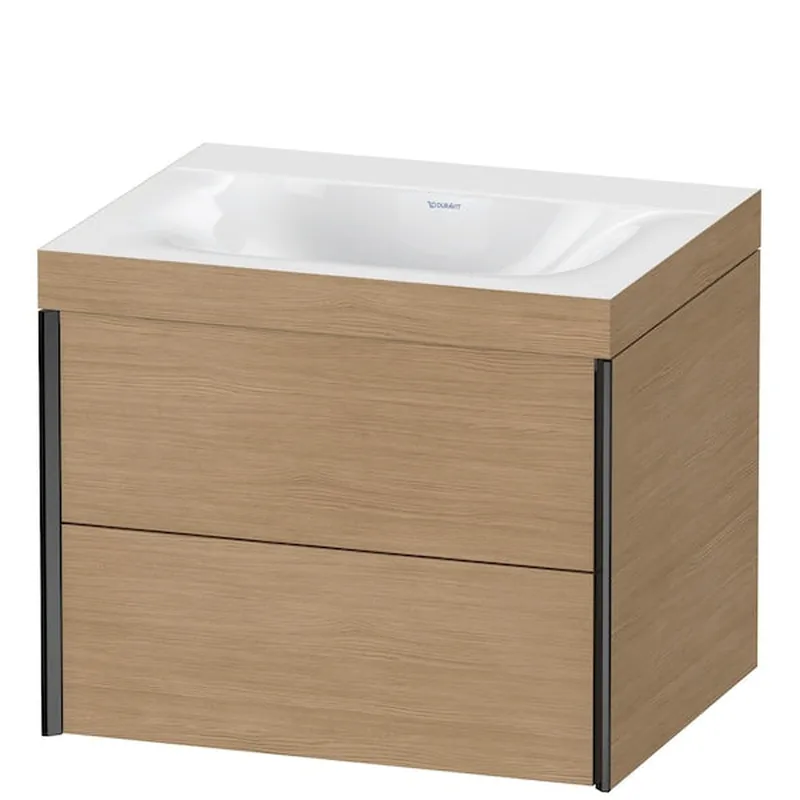 Buy Direct Duravit Xviu 24" x 20" x 19" Two Drawer C-Bonded Wall-Mount Vanity Kit Without Tap Hole, European Oak (XV4614NB252C)
