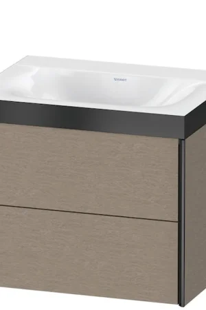 Crafted Duravit Xviu 24" x 20" x 19" Two Drawer C-Bonded Wall-Mount Vanity Kit Without Tap Hole, Cashmere Oak (XV4614NB211P)