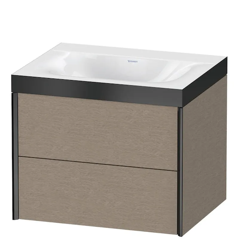Crafted Duravit Xviu 24" x 20" x 19" Two Drawer C-Bonded Wall-Mount Vanity Kit Without Tap Hole, Cashmere Oak (XV4614NB211P)