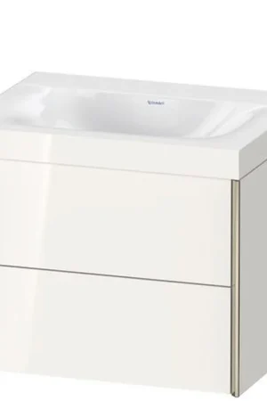 Bulk Order Duravit Xviu 24" x 20" x 19" Two Drawer C-Bonded Wall-Mount Vanity Kit Without Tap Hole, White (XV4614NB122C)