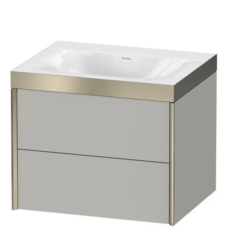 Professional Grade Duravit Xviu 24" x 20" x 19" Two Drawer C-Bonded Wall-Mount Vanity Kit Without Tap Hole, Concrete Gray (XV4614NB107P)