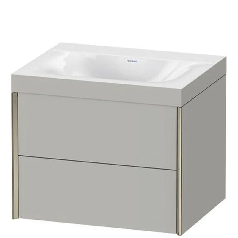 New Release Duravit Xviu 24" x 20" x 19" Two Drawer C-Bonded Wall-Mount Vanity Kit Without Tap Hole, Concrete Gray (XV4614NB107C)