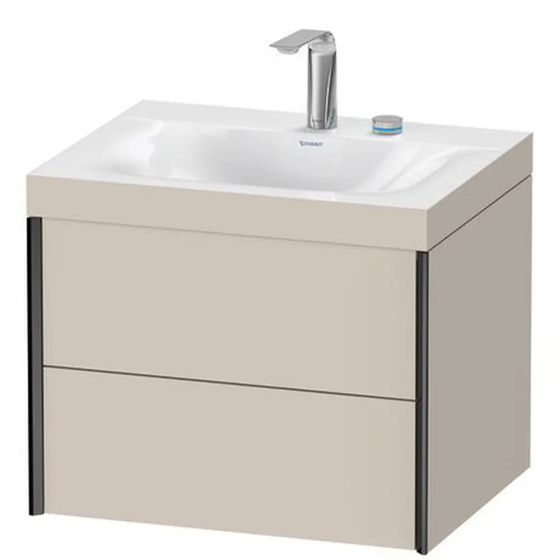 Duravit Xviu 24" x 20" x 19" Two Drawer C-Bonded Wall-Mount Vanity Kit With Two Tap Holes, Taupe (XV4614EB291C) Crafted