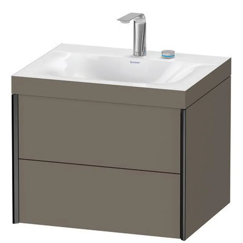 Duravit Xviu 24" x 20" x 19" Two Drawer C-Bonded Wall-Mount Vanity Kit With Two Tap Holes, Flannel Gray (XV4614EB290C) New Release