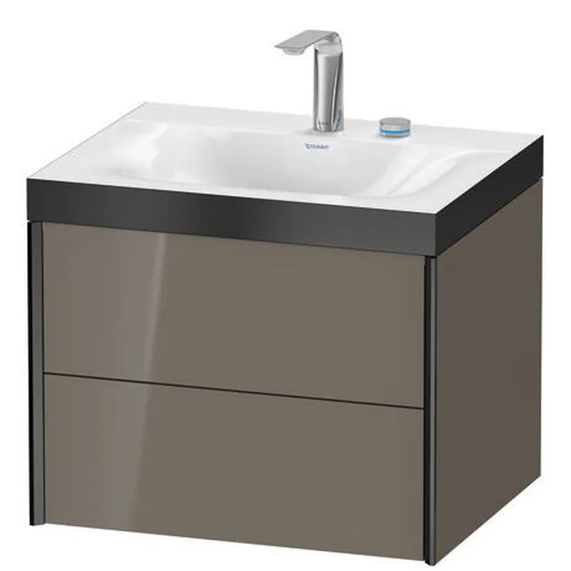Sale Duravit Xviu 24" x 20" x 19" Two Drawer C-Bonded Wall-Mount Vanity Kit With Two Tap Holes, Flannel Gray (XV4614EB289P)
