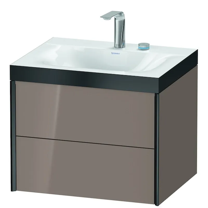 Duravit Xviu 24" x 20" x 19" Two Drawer C-Bonded Wall-Mount Vanity Kit With Two Tap Holes, Cappuccino (XV4614EB286P) One Day Deal