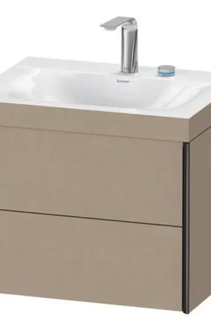 Direct From Factory Duravit Xviu 24" x 20" x 19" Two Drawer C-Bonded Wall-Mount Vanity Kit With Two Tap Holes, Linen (XV4614EB275C)