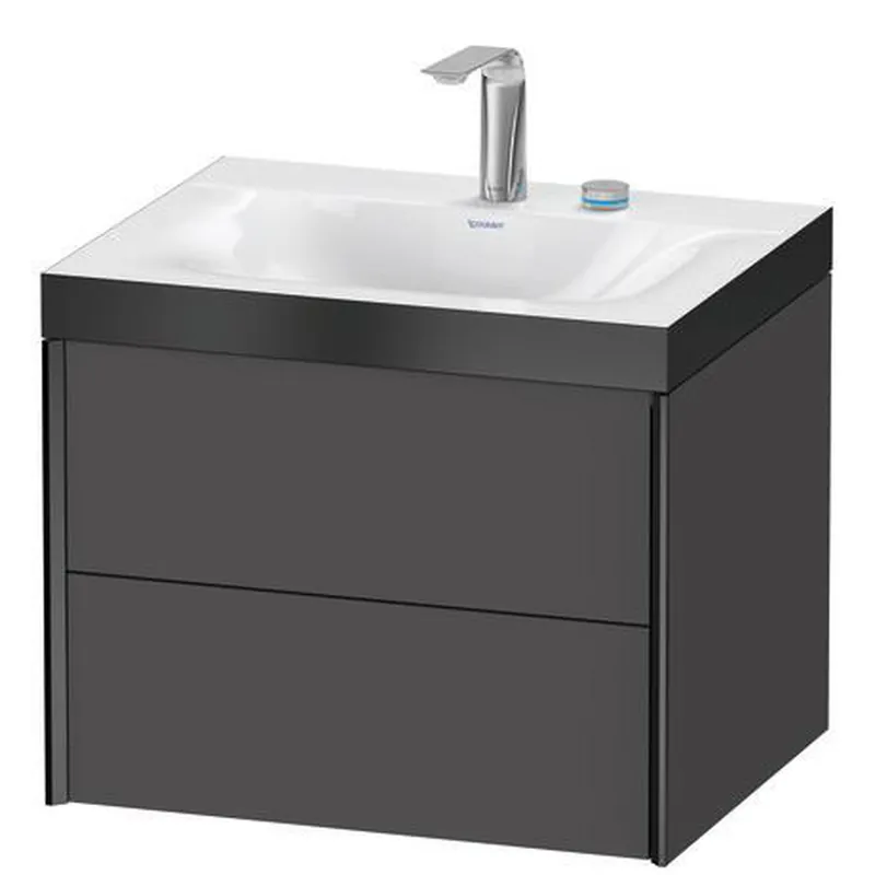In Demand Duravit Xviu 24" x 20" x 19" Two Drawer C-Bonded Wall-Mount Vanity Kit With Two Tap Holes, Graphite (XV4614EB249P)