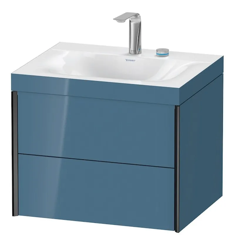 Duravit Xviu 24" x 20" x 19" Two Drawer C-Bonded Wall-Mount Vanity Kit With Two Tap Holes, Stone Blue (XV4614EB247C) Grab Now