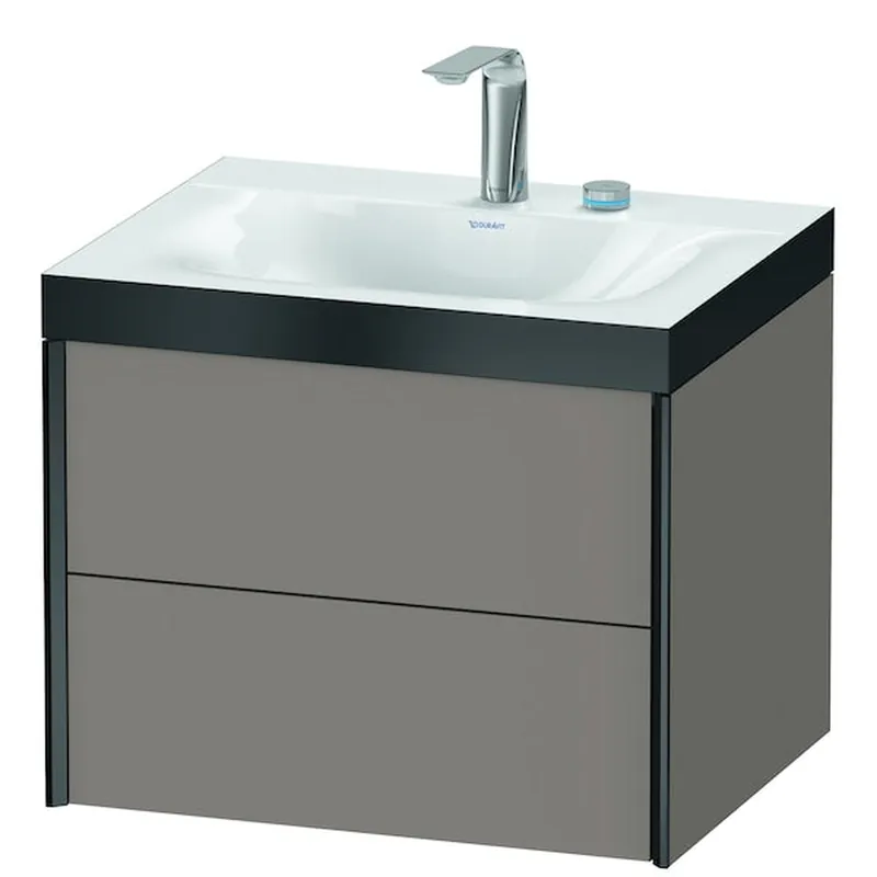 Duravit Xviu 24" x 20" x 19" Two Drawer C-Bonded Wall-Mount Vanity Kit With Two Tap Holes, Basalt (XV4614EB243P) Best Seller
