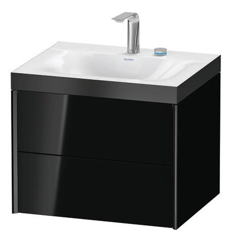Duravit Xviu 24" x 20" x 19" Two Drawer C-Bonded Wall-Mount Vanity Kit With Two Tap Holes, Black (XV4614EB240P) No Minimum Order