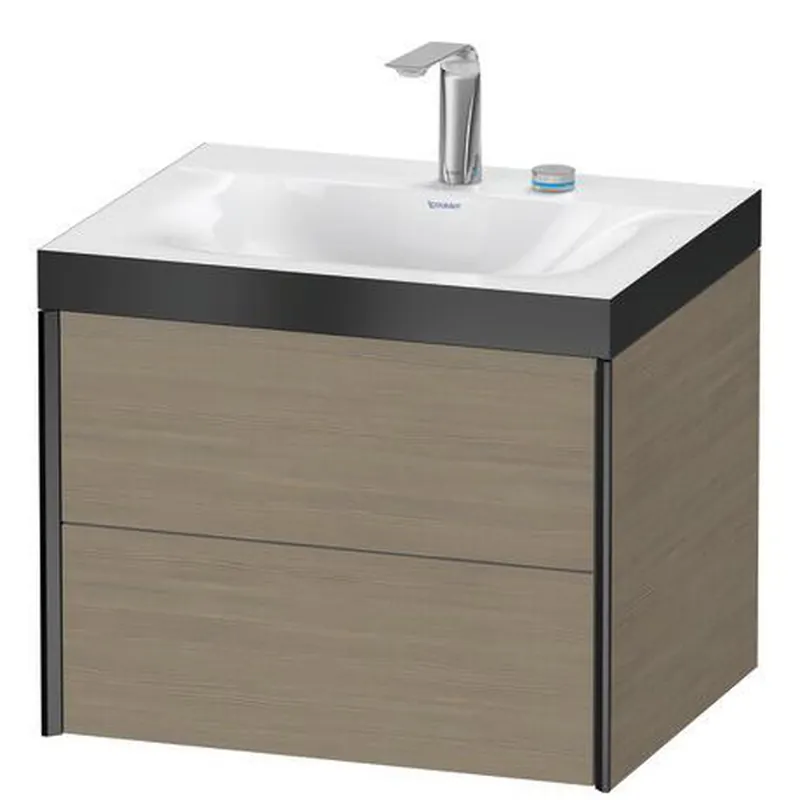 Duravit Xviu 24" x 20" x 19" Two Drawer C-Bonded Wall-Mount Vanity Kit With Two Tap Holes, Oak Terra (XV4614EB235P) Brand New