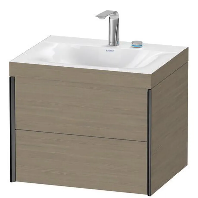 Duravit Xviu 24" x 20" x 19" Two Drawer C-Bonded Wall-Mount Vanity Kit With Two Tap Holes, Oak Terra (XV4614EB235C) Genuine