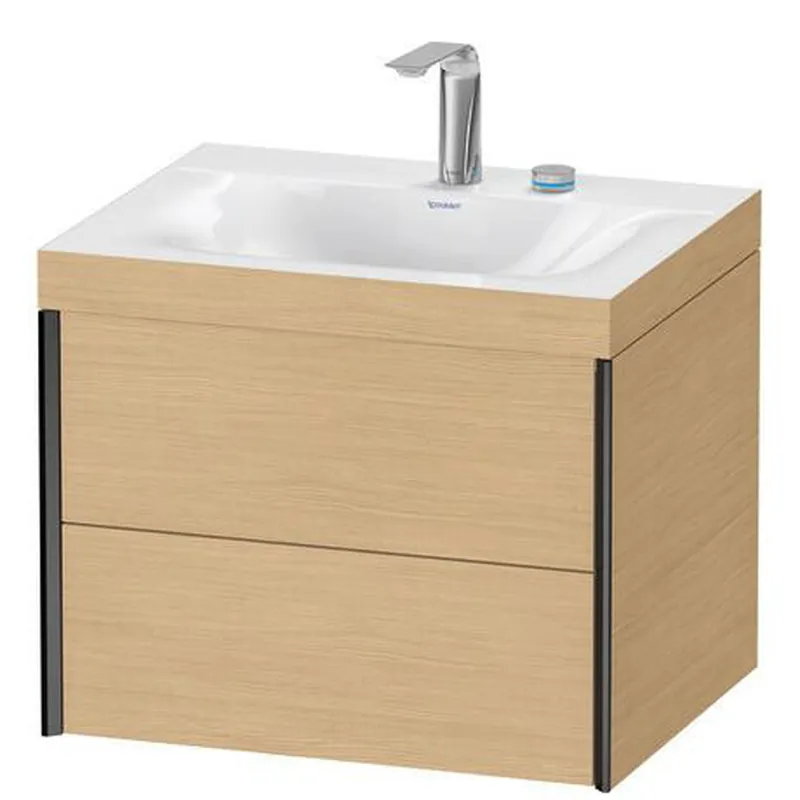 Secure Checkout Duravit Xviu 24" x 20" x 19" Two Drawer C-Bonded Wall-Mount Vanity Kit With Two Tap Holes, Natural Oak (XV4614EB230C)