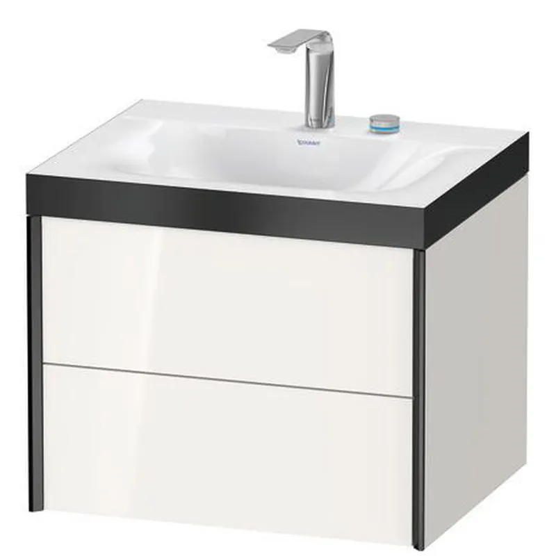 Duravit Xviu 24" x 20" x 19" Two Drawer C-Bonded Wall-Mount Vanity Kit With Two Tap Holes, White (XV4614EB222P) Worldwide Shipping