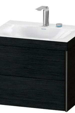 Clearance Duravit Xviu 24" x 20" x 19" Two Drawer C-Bonded Wall-Mount Vanity Kit With Two Tap Holes, Oak Black (XV4614EB216C)