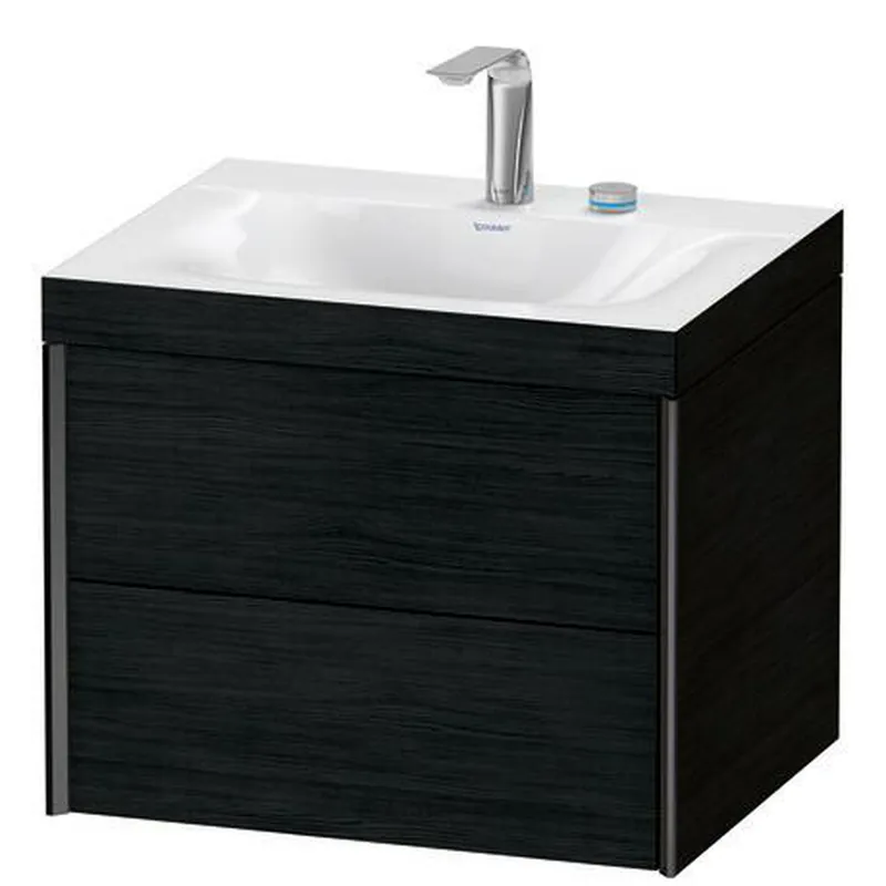 Clearance Duravit Xviu 24" x 20" x 19" Two Drawer C-Bonded Wall-Mount Vanity Kit With Two Tap Holes, Oak Black (XV4614EB216C)