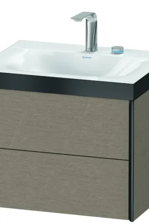Bargain Duravit Xviu 24" x 20" x 19" Two Drawer C-Bonded Wall-Mount Vanity Kit With Two Tap Holes, Cashmere Oak (XV4614EB211P)