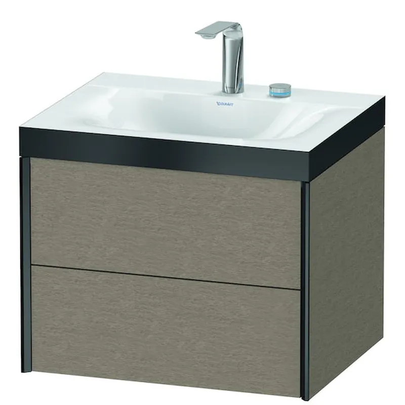 Bargain Duravit Xviu 24" x 20" x 19" Two Drawer C-Bonded Wall-Mount Vanity Kit With Two Tap Holes, Cashmere Oak (XV4614EB211P)