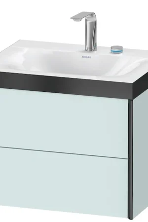 Authentic Duravit Xviu 24" x 20" x 19" Two Drawer C-Bonded Wall-Mount Vanity Kit With Two Tap Holes, Light Blue (XV4614EB209P)