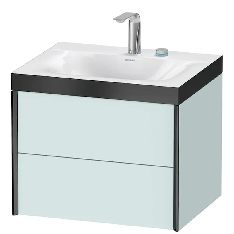 Authentic Duravit Xviu 24" x 20" x 19" Two Drawer C-Bonded Wall-Mount Vanity Kit With Two Tap Holes, Light Blue (XV4614EB209P)