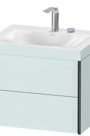 Discount Duravit Xviu 24" x 20" x 19" Two Drawer C-Bonded Wall-Mount Vanity Kit With Two Tap Holes, Light Blue (XV4614EB209C)