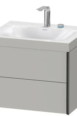 Crafted Duravit Xviu 24" x 20" x 19" Two Drawer C-Bonded Wall-Mount Vanity Kit With Two Tap Holes, Concrete Gray (XV4614EB207C)