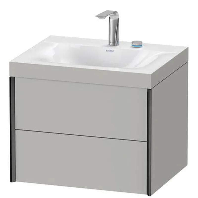 Crafted Duravit Xviu 24" x 20" x 19" Two Drawer C-Bonded Wall-Mount Vanity Kit With Two Tap Holes, Concrete Gray (XV4614EB207C)