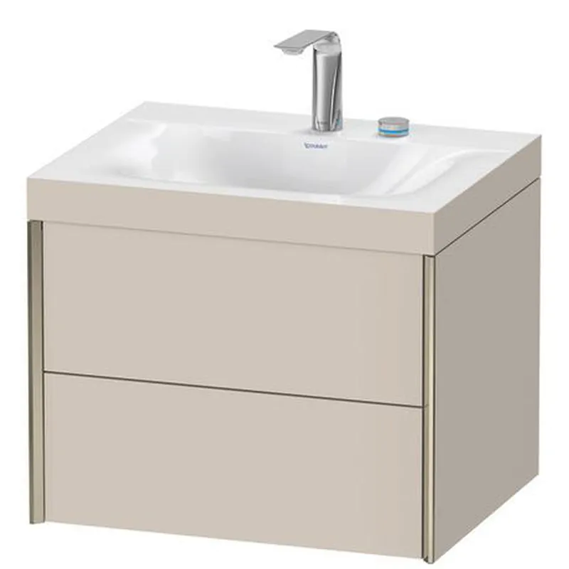 Low Price Duravit Xviu 24" x 20" x 19" Two Drawer C-Bonded Wall-Mount Vanity Kit With Two Tap Holes, Taupe (XV4614EB191C)