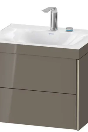 Buy Online Duravit Xviu 24" x 20" x 19" Two Drawer C-Bonded Wall-Mount Vanity Kit With Two Tap Holes, Flannel Gray (XV4614EB189C)