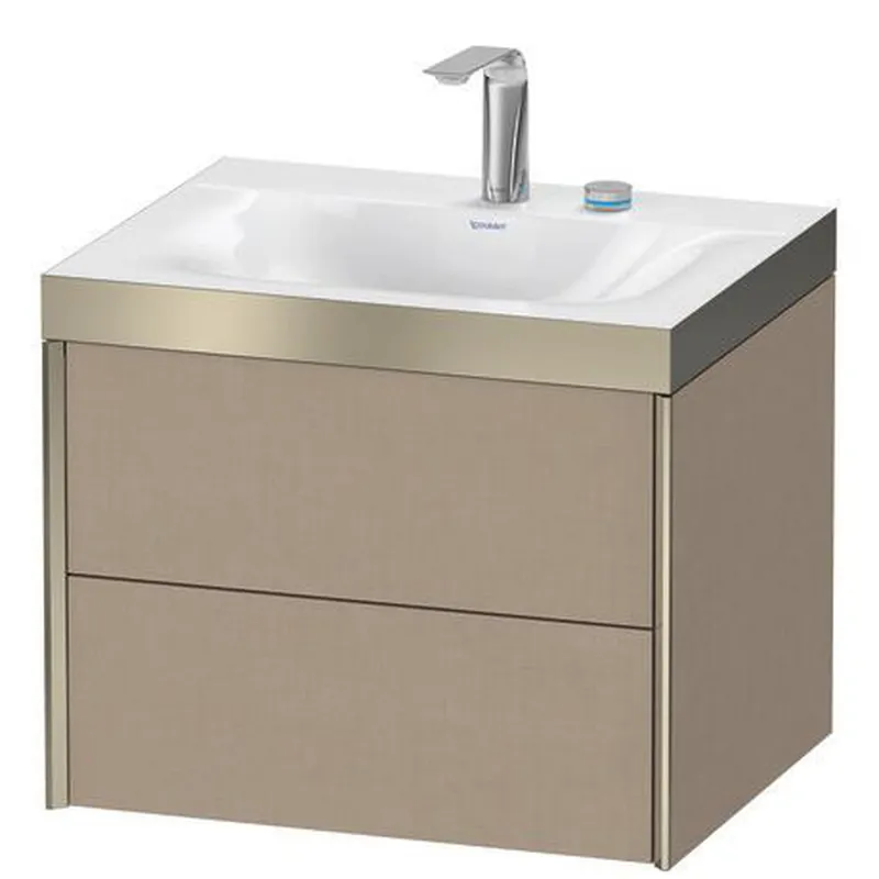 Duravit Xviu 24" x 20" x 19" Two Drawer C-Bonded Wall-Mount Vanity Kit With Two Tap Holes, Linen (XV4614EB175P) Deal
