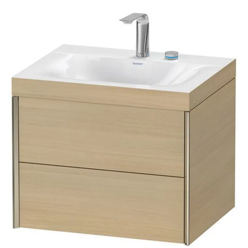 Duravit Xviu 24" x 20" x 19" Two Drawer C-Bonded Wall-Mount Vanity Kit With Two Tap Holes, Mediterranean Oak (XV4614EB171C) Don’t Miss Out