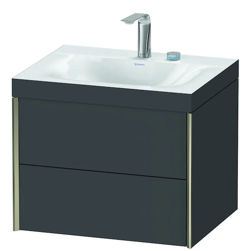 Secure Checkout Duravit Xviu 24" x 20" x 19" Two Drawer C-Bonded Wall-Mount Vanity Kit With Two Tap Holes, Graphite (XV4614EB149C)