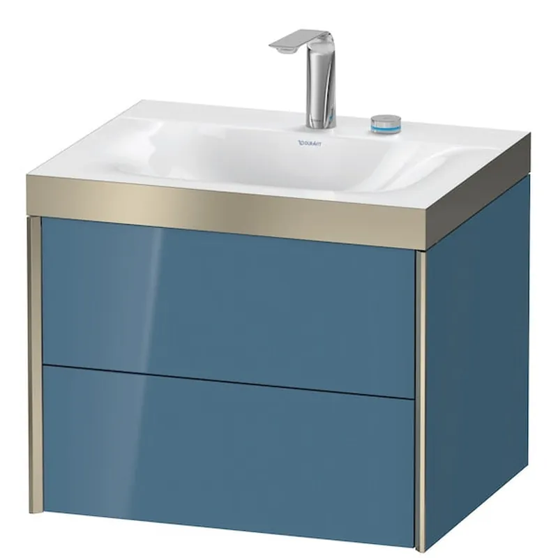 Fast Shipping Duravit Xviu 24" x 20" x 19" Two Drawer C-Bonded Wall-Mount Vanity Kit With Two Tap Holes, Stone Blue (XV4614EB147P)