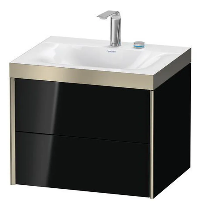 Super Sale Duravit Xviu 24" x 20" x 19" Two Drawer C-Bonded Wall-Mount Vanity Kit With Two Tap Holes, Black (XV4614EB140P)