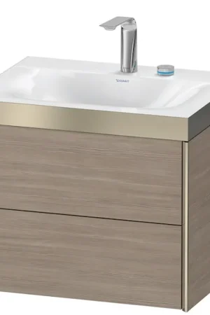 Buy Today Duravit Xviu 24" x 20" x 19" Two Drawer C-Bonded Wall-Mount Vanity Kit With Two Tap Holes, Silver Pine (XV4614EB131P)