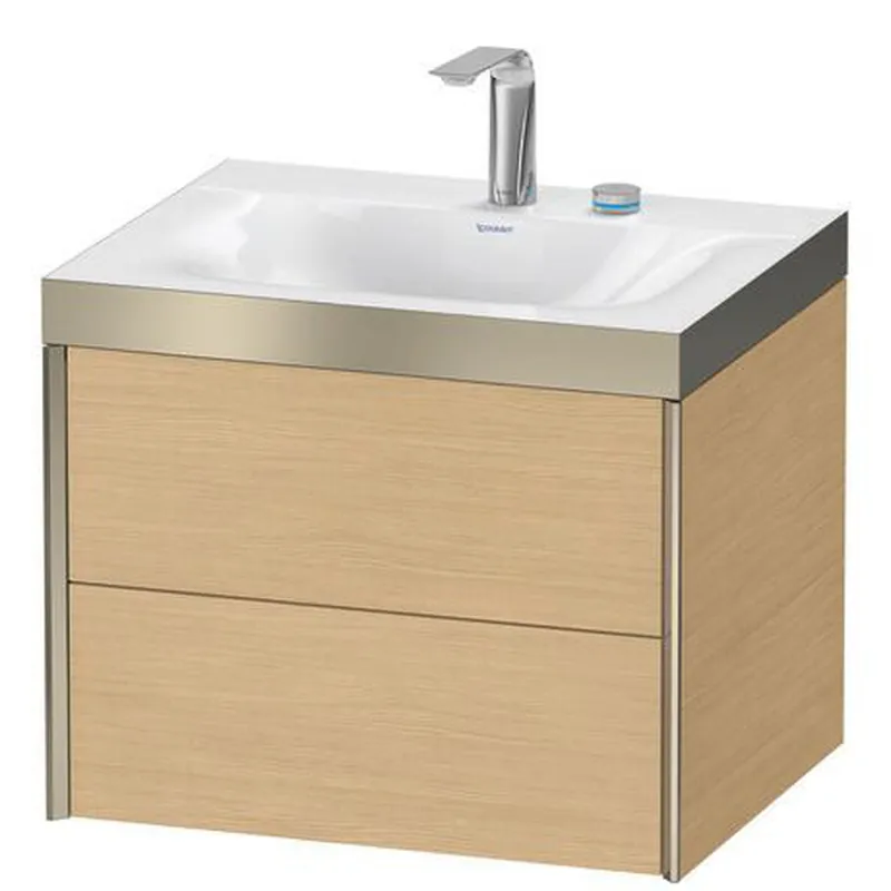 Duravit Xviu 24" x 20" x 19" Two Drawer C-Bonded Wall-Mount Vanity Kit With Two Tap Holes, Natural Oak (XV4614EB130P) Get Yours