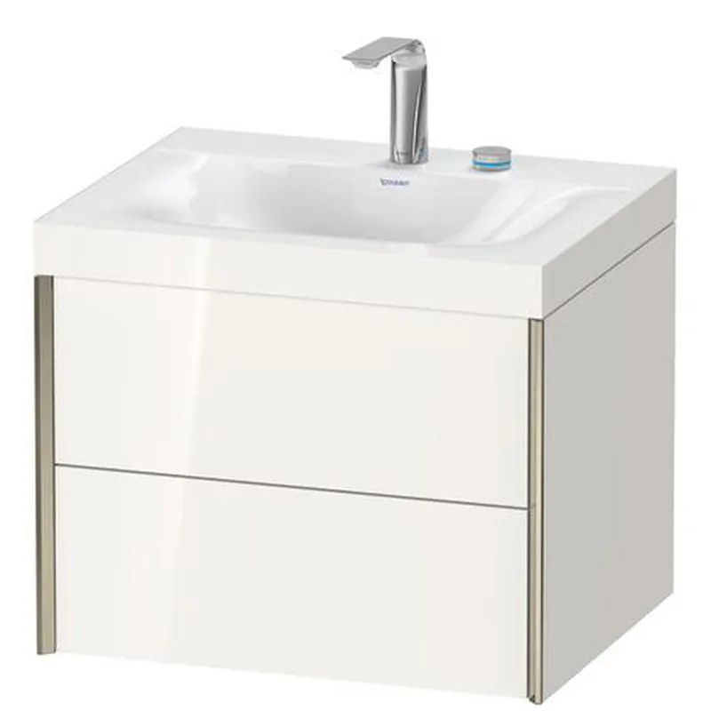 Duravit Xviu 24" x 20" x 19" Two Drawer C-Bonded Wall-Mount Vanity Kit With Two Tap Holes, White (XV4614EB122C) Grab Now