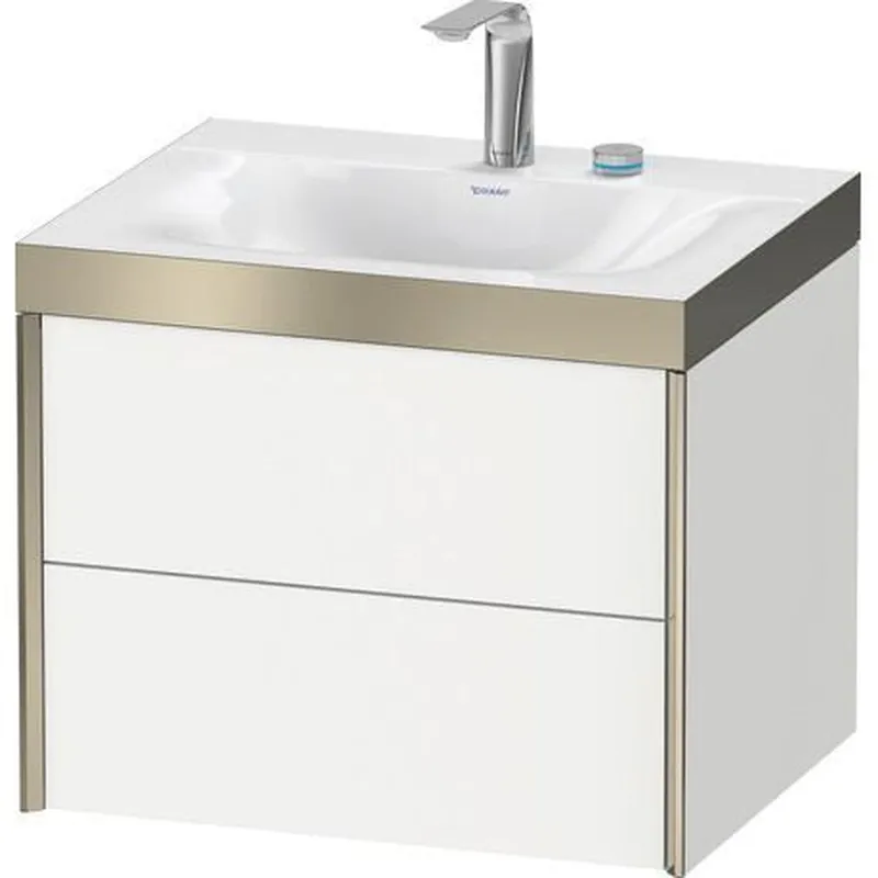 Duravit Xviu 24" x 20" x 19" Two Drawer C-Bonded Wall-Mount Vanity Kit With Two Tap Holes, White (XV4614EB118P) Hot Deal