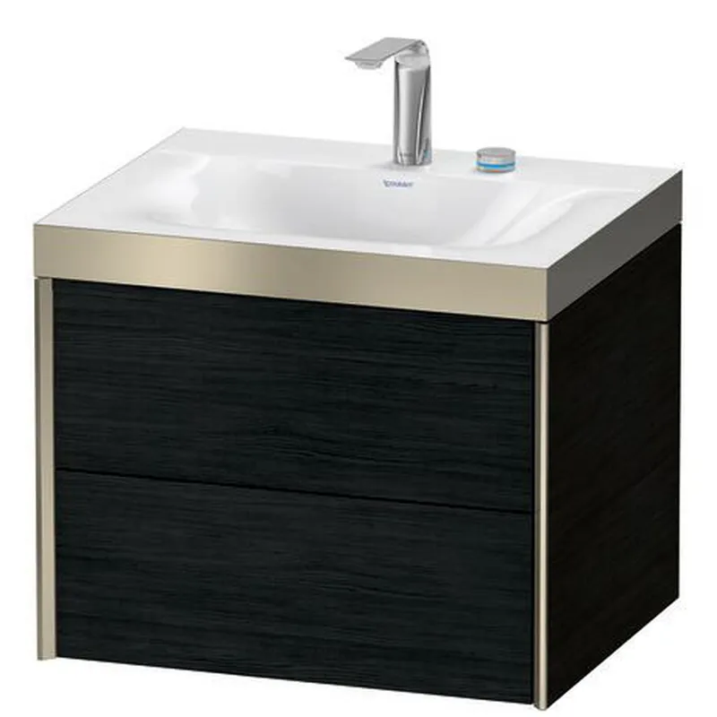 Duravit Xviu 24" x 20" x 19" Two Drawer C-Bonded Wall-Mount Vanity Kit With Two Tap Holes, Oak Black (XV4614EB116P) Order Now