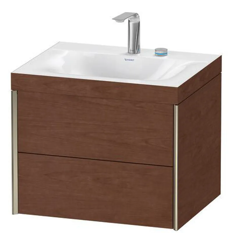 Duravit Xviu 24" x 20" x 19" Two Drawer C-Bonded Wall-Mount Vanity Kit With Two Tap Holes, American Walnut (XV4614EB113C) Popular