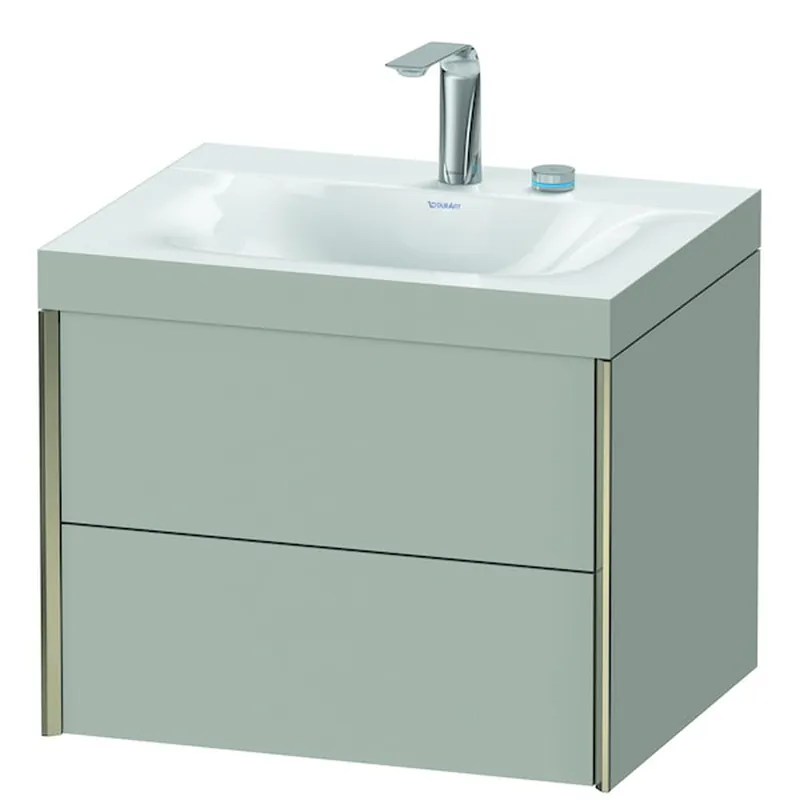 Super Sale Duravit Xviu 24" x 20" x 19" Two Drawer C-Bonded Wall-Mount Vanity Kit With Two Tap Holes, Concrete Gray (XV4614EB107C)