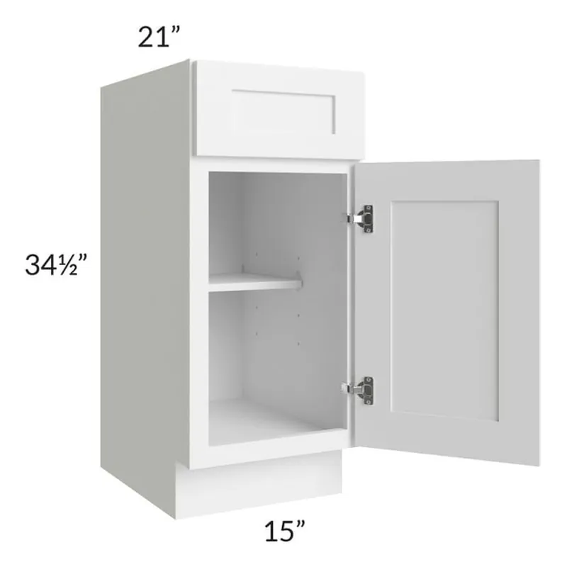 Handmade RTA Frosted White Shaker 15" Vanity Base Cabinet