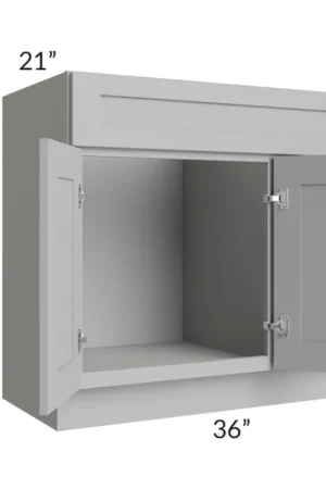 Warranty Included RTA Pewter Grey Shaker 36" Bathroom Vanity With 2 Doors On The Left