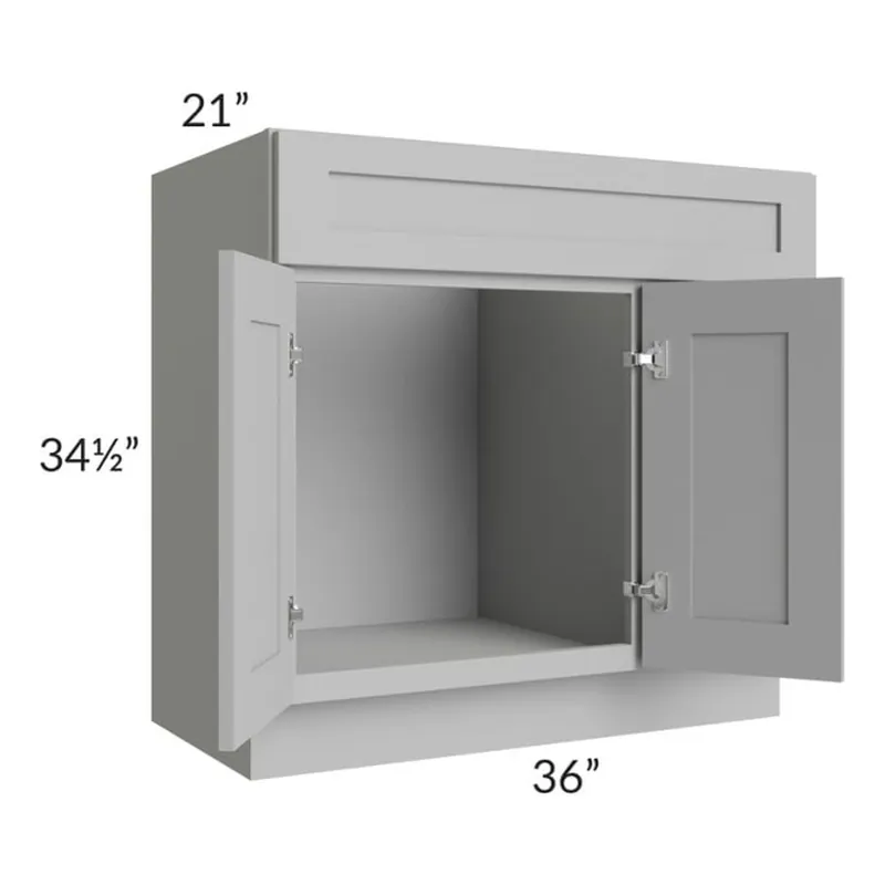 Warranty Included RTA Pewter Grey Shaker 36" Bathroom Vanity With 2 Doors On The Left