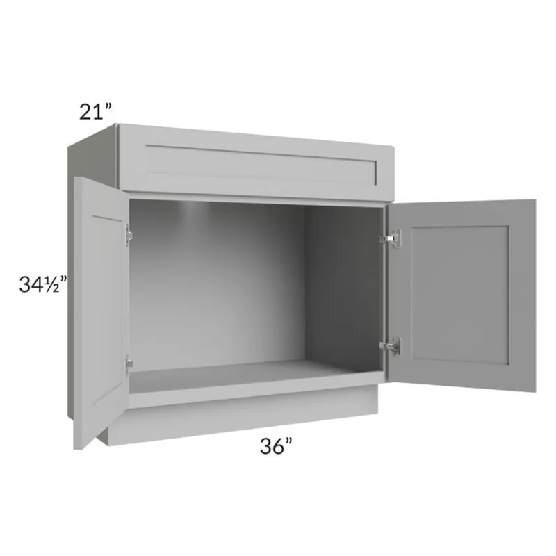 Money Back Guarantee RTA Pewter Grey Shaker 36" Bathroom Vanity With 2 Doors