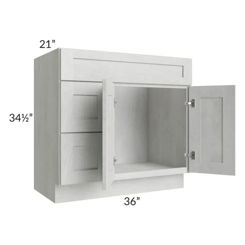 Super Sale RTA Heather Grey Shaker 36" Bathroom Vanity With 2 Doors On The Right