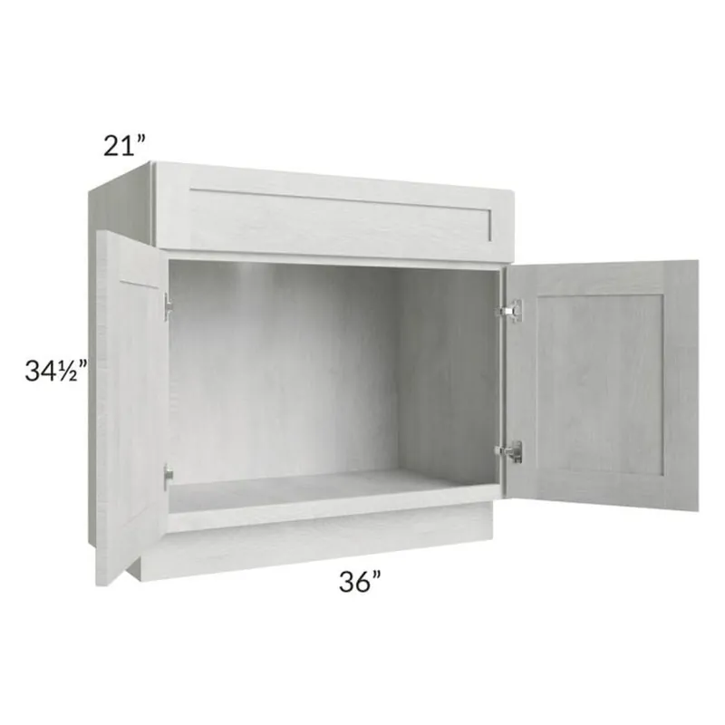 RTA Heather Grey Shaker 36" Bathroom Vanity With 2 Doors Modern