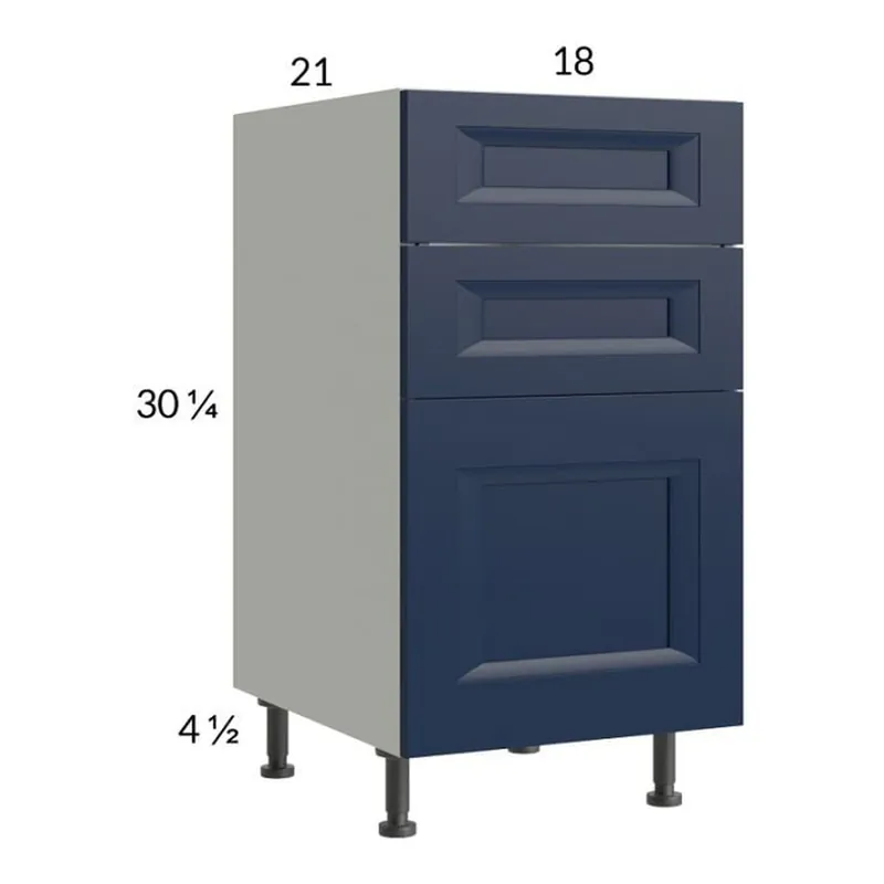 RTA Harbor Navy 18" 3-Drawer Vanity Base Cabinet No Minimum Order